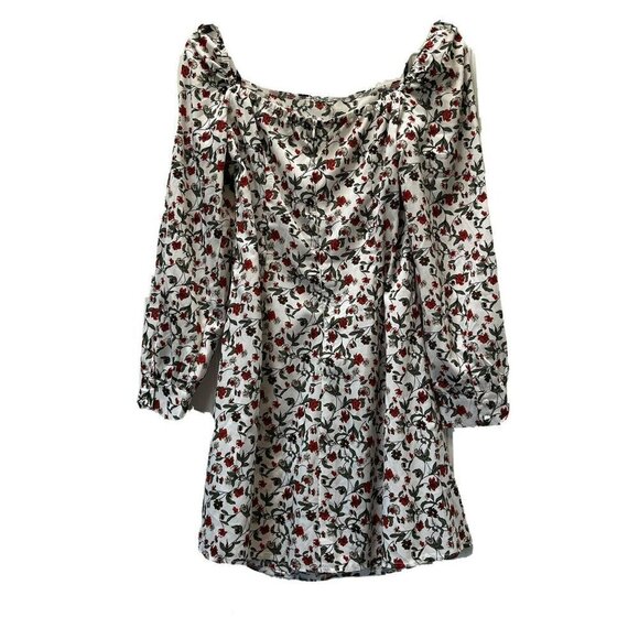 Missguided On Off Shoulder Balloon Sleeve Floral Dress Size US 6 - Picture 1 of 8